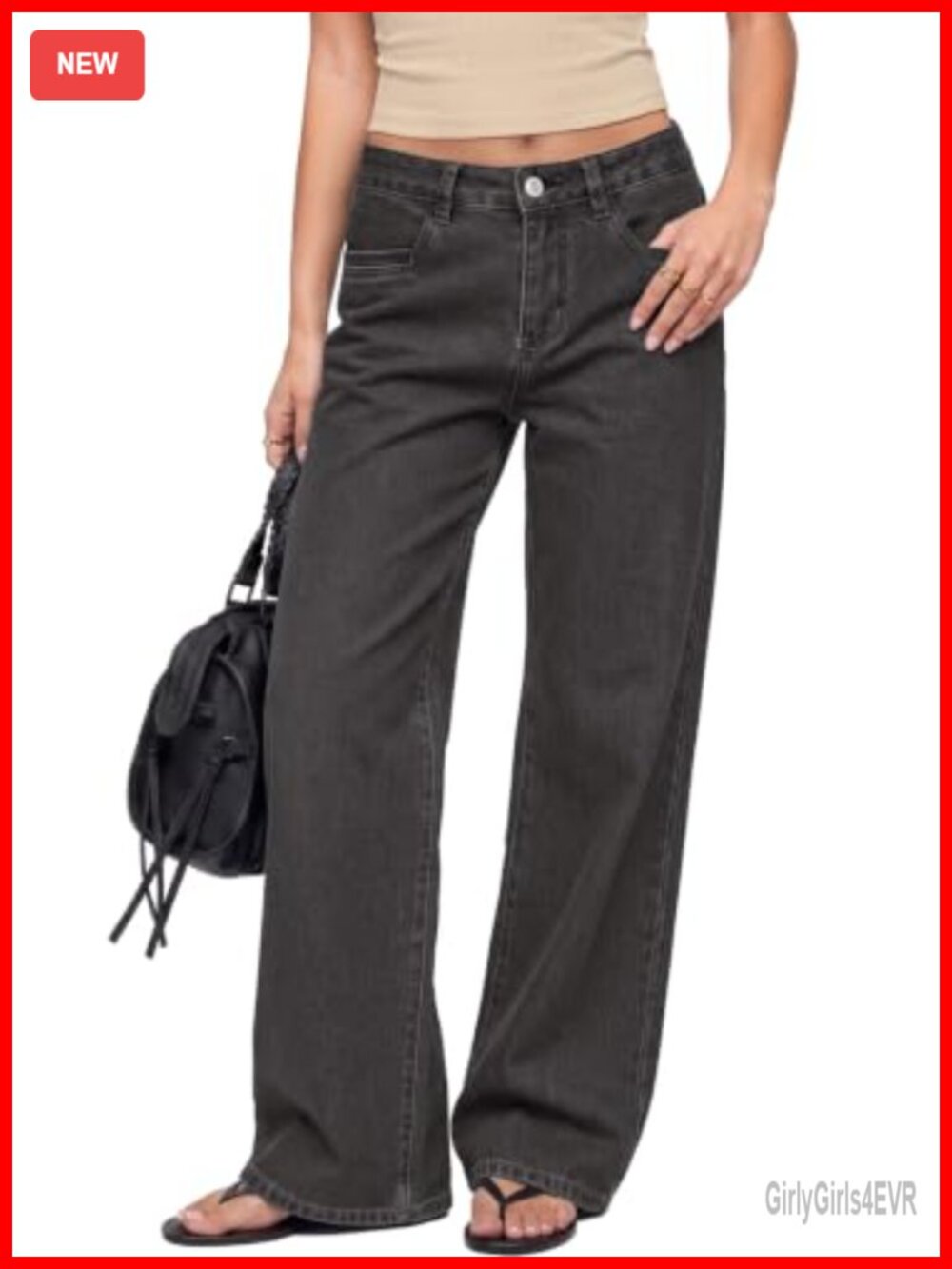 Fleece Lined Wide Leg High Waisted Denim Pants